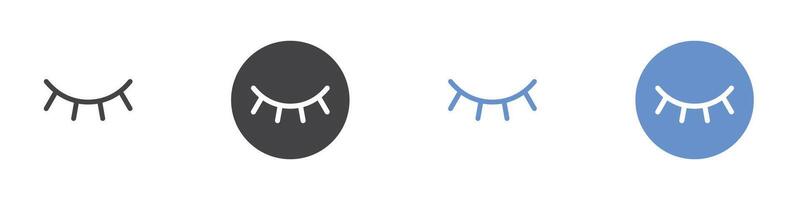 Closed eye icon Flat set in black and white color vector