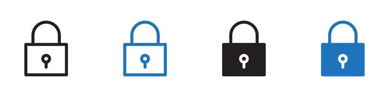 Lock icon set outline vector
