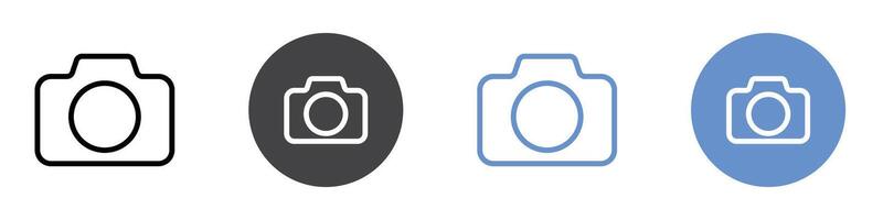 camera icon Flat set in black and white color vector