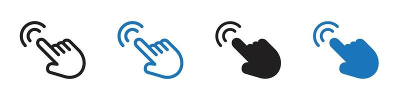 Hand cursor icon set outline vector