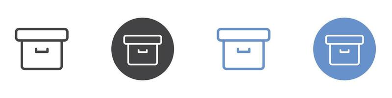 Archieve icon Flat set in black and white color vector
