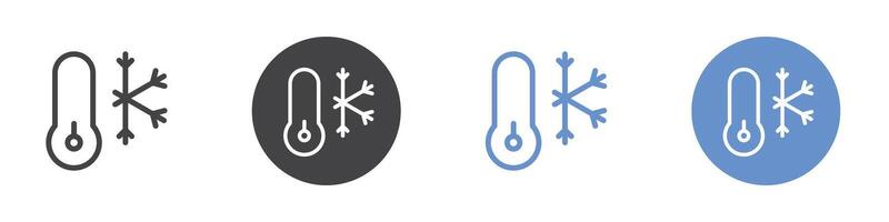 Cold temperature icon Flat set in black and white color vector