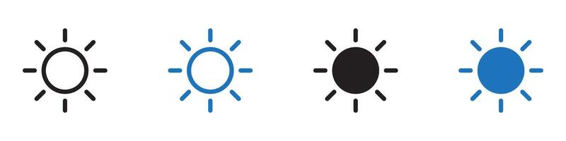 Sun icon set outline vector