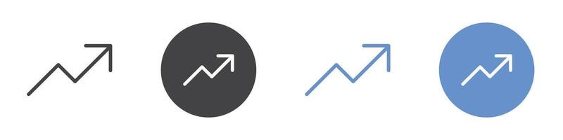 Arrow increase icon Flat set in black and white color vector