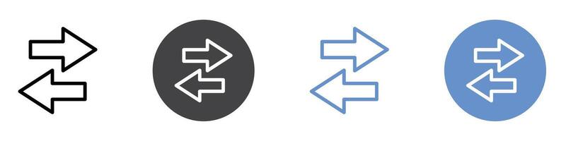 arrows data transfer icon Flat set in black and white color vector