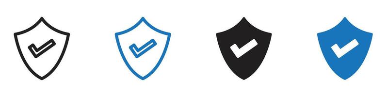 shield check mark icon set outline vector