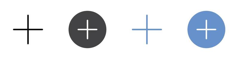 add icon Flat set in black and white color vector