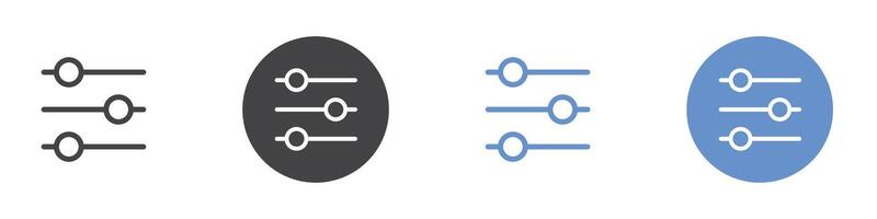 Adjustments icon Flat set in black and white color vector