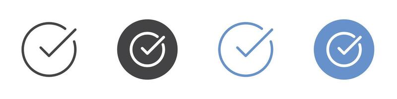 check mark icon Flat set in black and white color vector