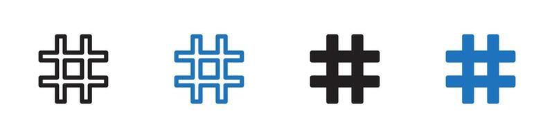 hashtag icon set outline vector