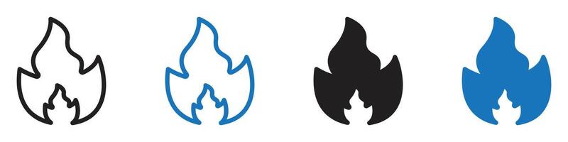 Fire icon set outline vector