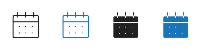Calender icon set outline vector