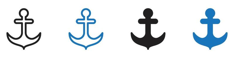 Anchor icon set outline vector