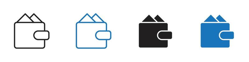 Wallet icon set outline vector