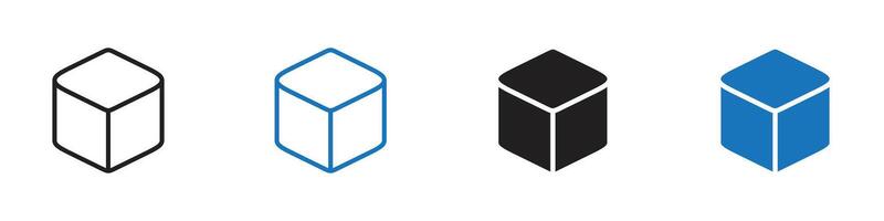 Box icon set outline vector