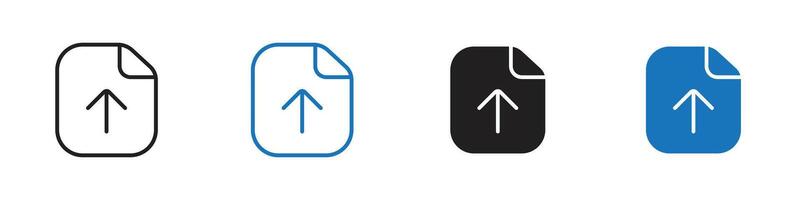 Upload file icon set outline vector