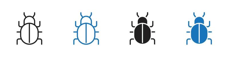 Bug icon set outline vector