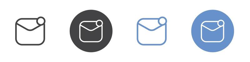 Mail notification icon Flat set in black and white color vector