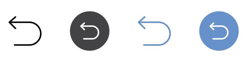 return icon Flat set in black and white color vector