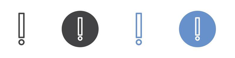 exclamation mark icon Flat set in black and white color vector