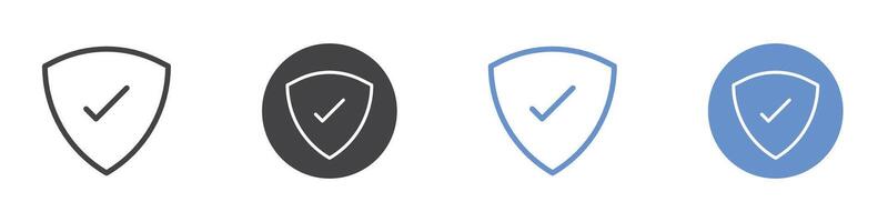 Shield check mark icon Flat set in black and white color vector