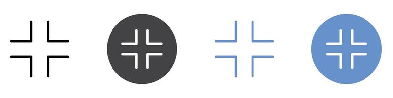minimize icon Flat set in black and white color vector