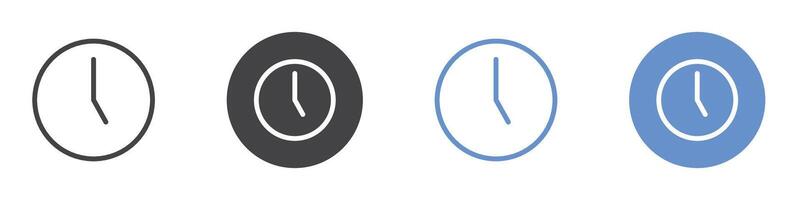 Time icon Flat set in black and white color vector