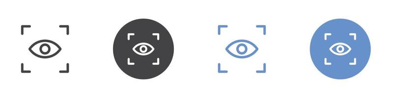 Vision icon Flat set in black and white color vector