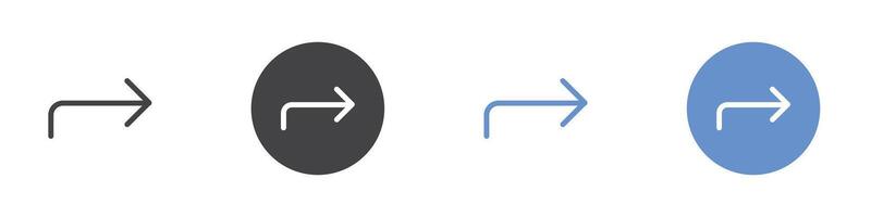 forward icon Flat set in black and white color vector