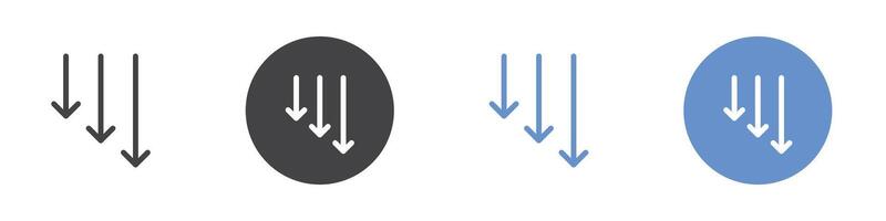 reduce icon Flat set in black and white color vector