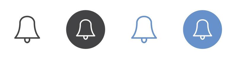 notification bell icon Flat set in black and white color vector