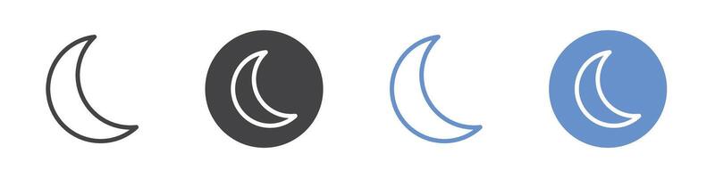 Moon icon Flat set in black and white color vector