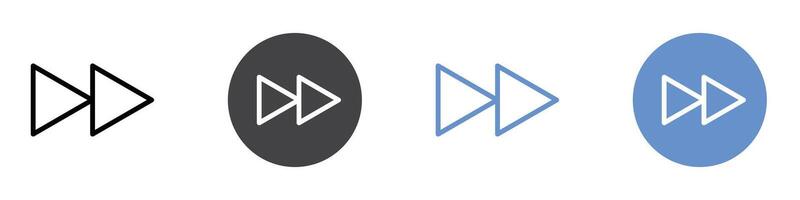fast player icon Flat set in black and white color vector