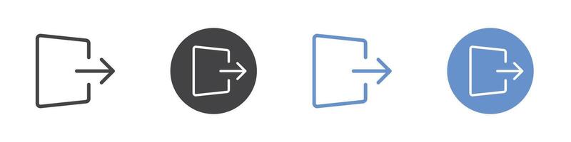 Logout icon Flat set in black and white color vector