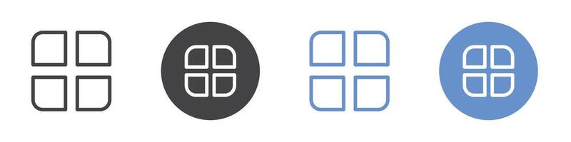 Menu icon Flat set in black and white color vector