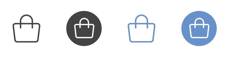 shop bag icon Flat set in black and white color vector