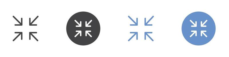 minimize icon Flat set in black and white color vector