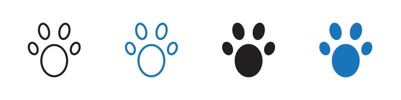 Paw icon set outline vector