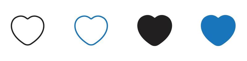 Heart icon set outline vector