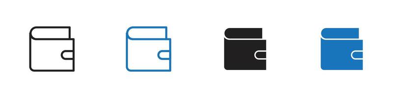 Wallet icon set outline vector