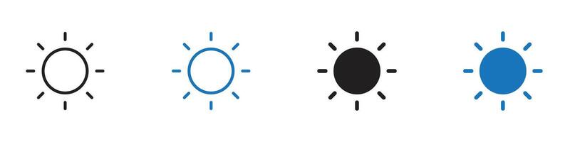 Sun icon set outline vector