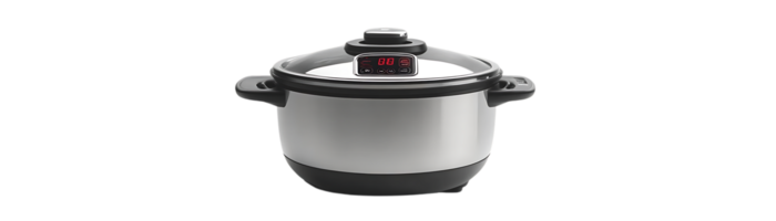 Stainless Steel Electric Rice Cooker with Transparent Background, a Digital Display for Perfect Rice Every Time png