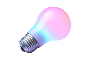 Light Bulb Emits Colorful Glow with Transparent Background png