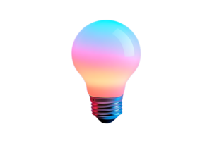 A Multicolored Light Bulb Glows with a Transparent Background png