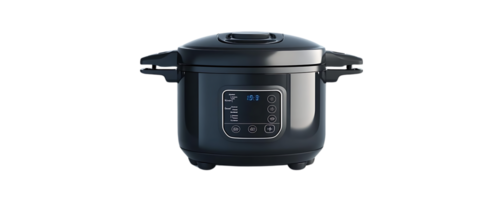 Black Electric Pressure Cooker with Transparent Background, Offers Easy and Fast Cooking for Delicious Meals png