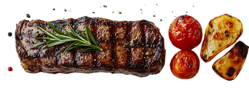 Grilled Steak with Rosemary, Roasted Tomatoes and Pears with a Transparent Background png