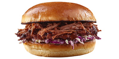 Pulled Pork Sandwich with Coleslaw and a Transparent Background png