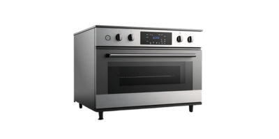 Modern Stainless Steel Oven with Transparent Background, Sleek and Contemporary Design, Featuring a Digital Display and Easy-to-Use Controls png