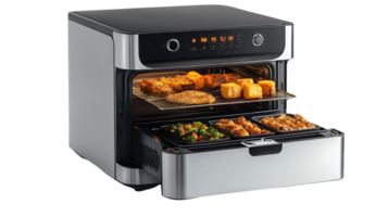Air Fryer Oven Cooks Food with Transparent Background, Multifunctional Kitchen Appliance for Roasting, Baking, and Grilling png