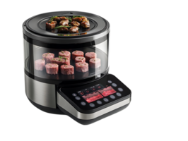 Sous Vide Cooker with Transparent Background,  Perfect for Sealing in Flavor and Juiciness, Features a Precise Temperature Control System for Consistent Results, with a Timer for Easy Cooking, Digital Display Makes Monitoring Cooking Easy, Stainless Steel png